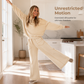 Ensemble composé d'un sweat-shirt à col rond et d'un pantalon à jambes larges pour femme