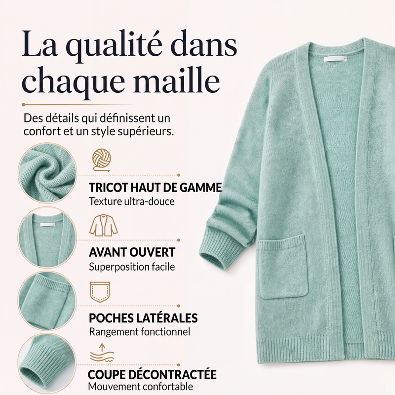 ✨ OFFRE PRIVILÈGE · -50 % | Cardigan Femme en Maille – Chic & Décontracté