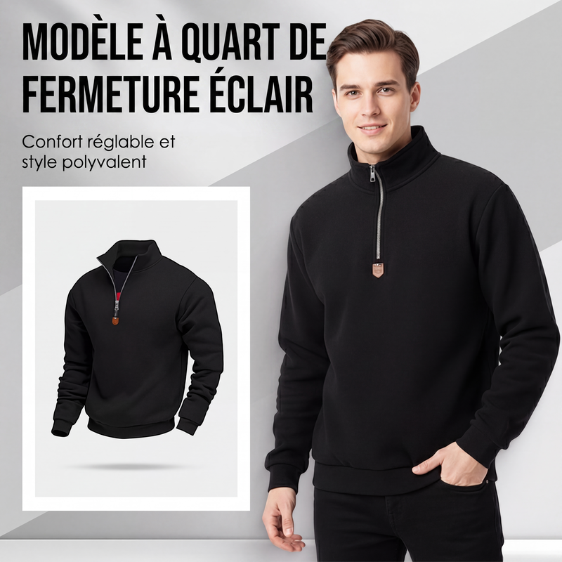 Pull à col montant et quart de zip pour homme