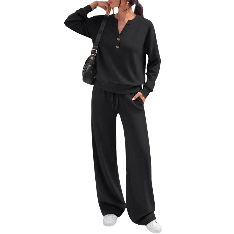 Ensemble top fluide et pantalon large pour femme