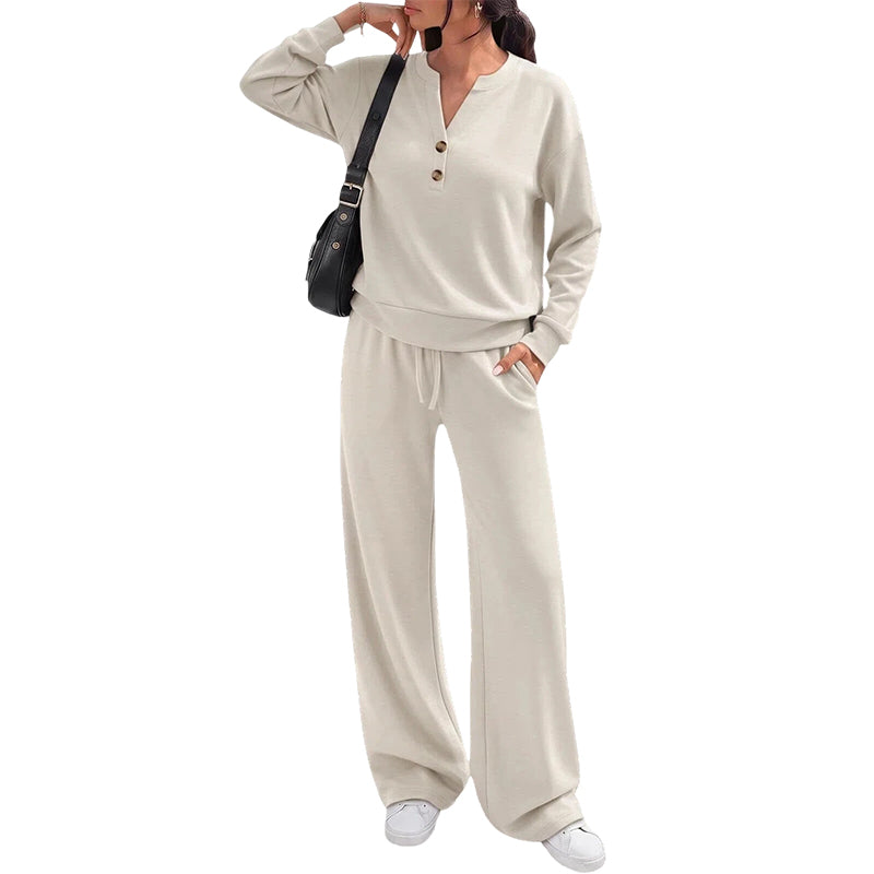 Ensemble top fluide et pantalon large pour femme