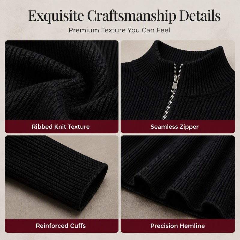 ⌛Offre à durée limitée – Robe femme en maille côtelée, coupe ajustée, avec demi-fermeture éclair