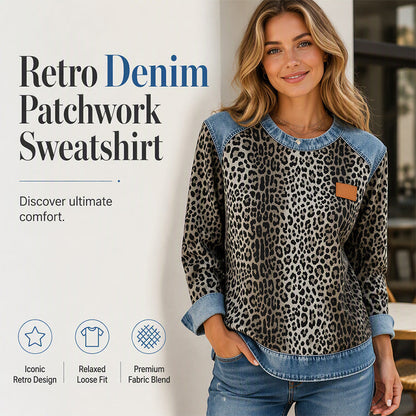 Sweat-shirt décontracté à col rond pour femme, imprimé léopard