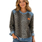 Sweat-shirt décontracté à col rond pour femme, imprimé léopard
