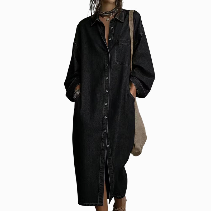 Robe chemise en jean décontractée et ample pour femme