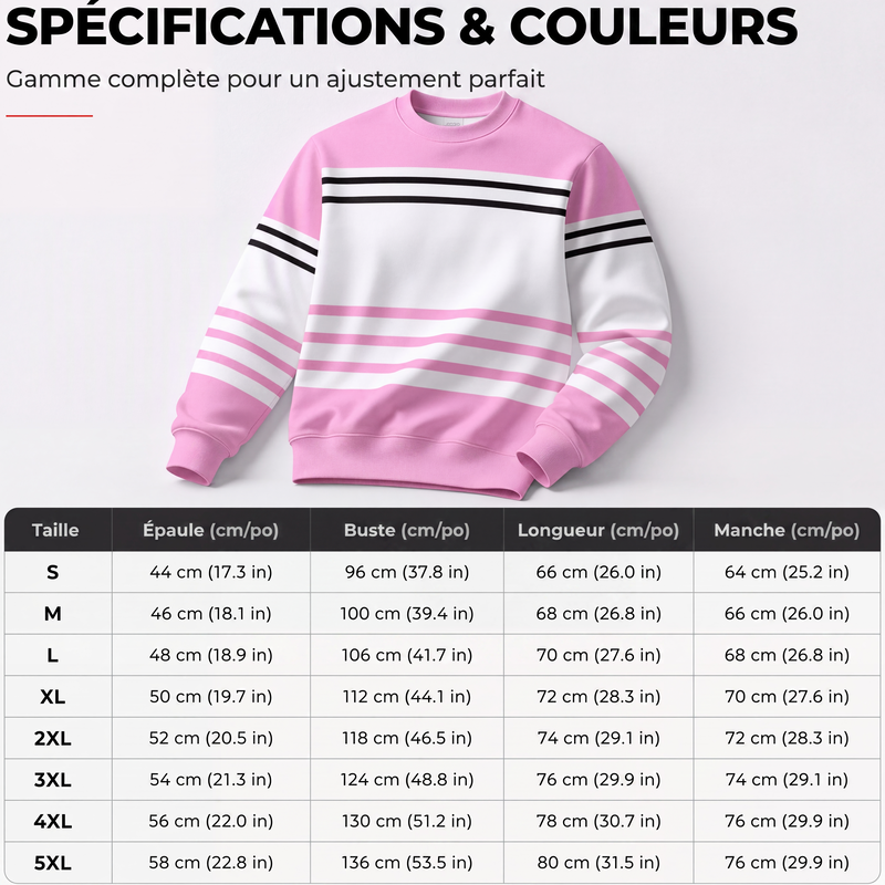 Sweatshirt à manches longues rayé et colorblock pour homme