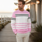 Sweatshirt à manches longues rayé et colorblock pour homme
