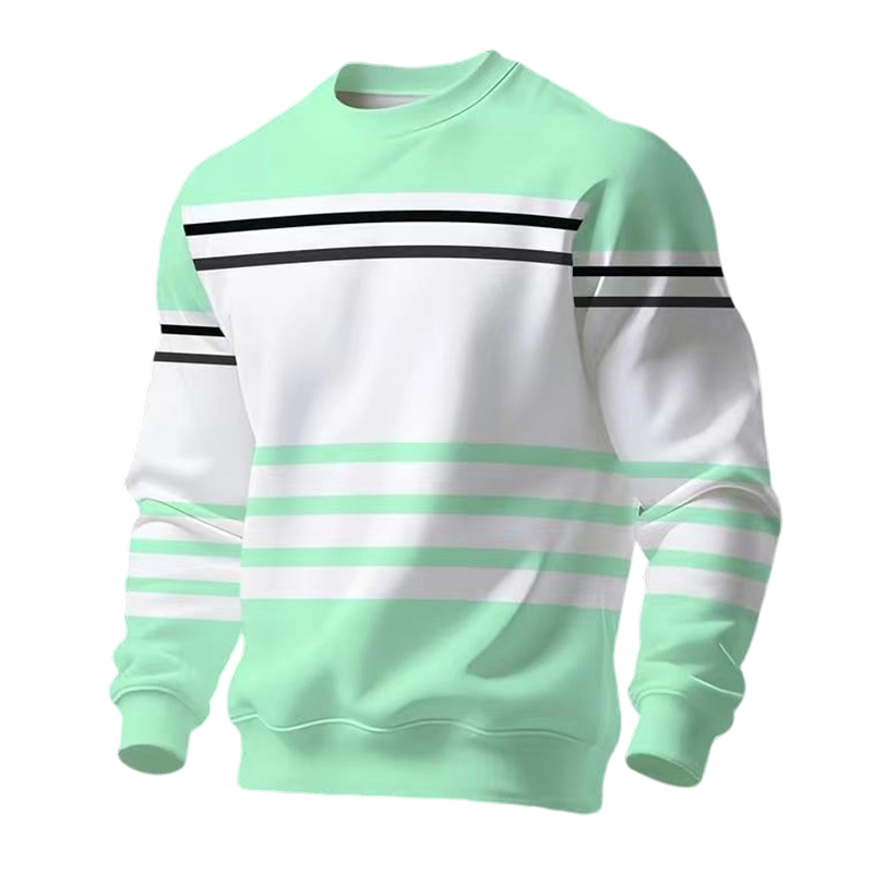 Sweatshirt à manches longues rayé et colorblock pour homme