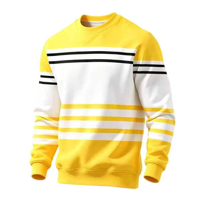Sweatshirt à manches longues rayé et colorblock pour homme