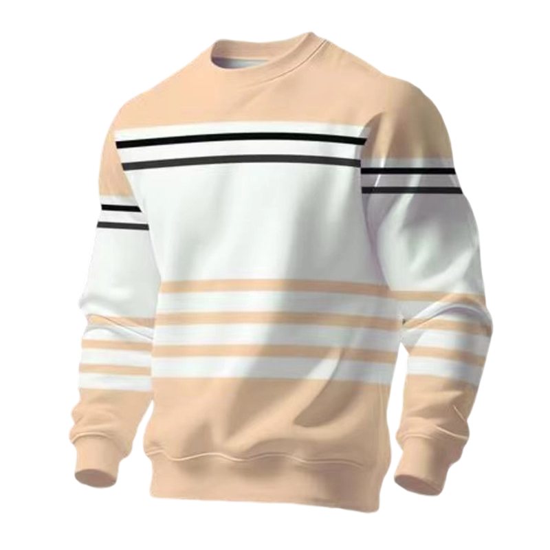 Sweatshirt à manches longues rayé et colorblock pour homme