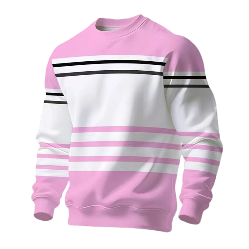 Sweatshirt à manches longues rayé et colorblock pour homme