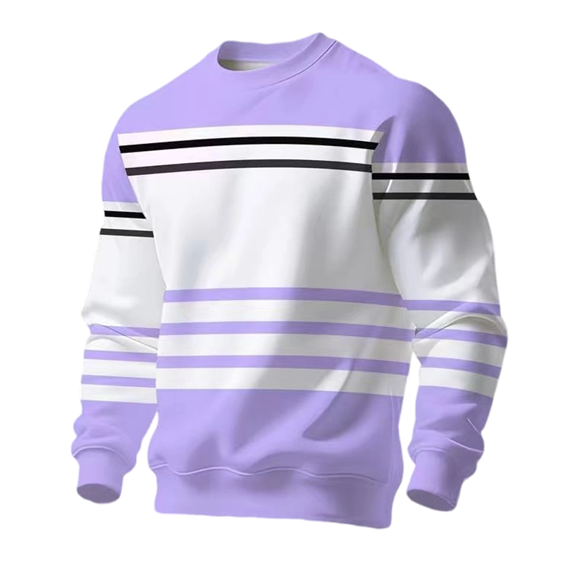 Sweatshirt à manches longues rayé et colorblock pour homme