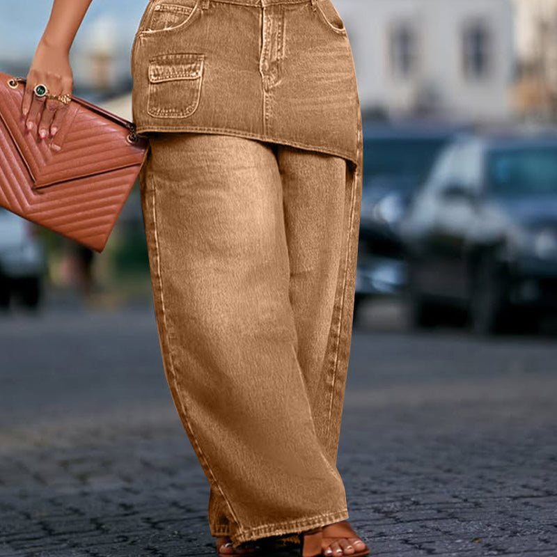 Jupe superposée pour femme sur jean en denim