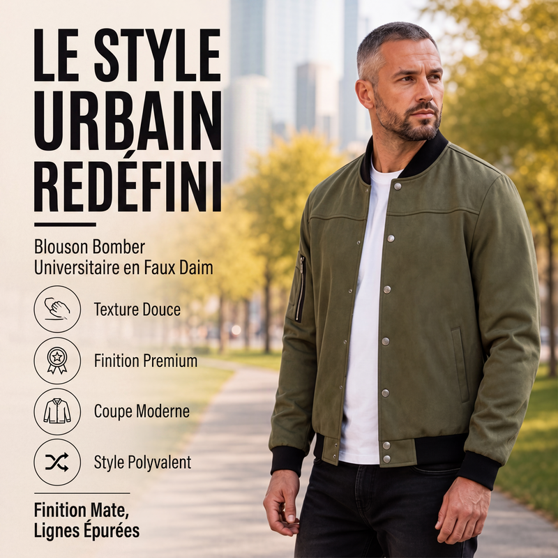 Blouson aviateur homme en faux daim