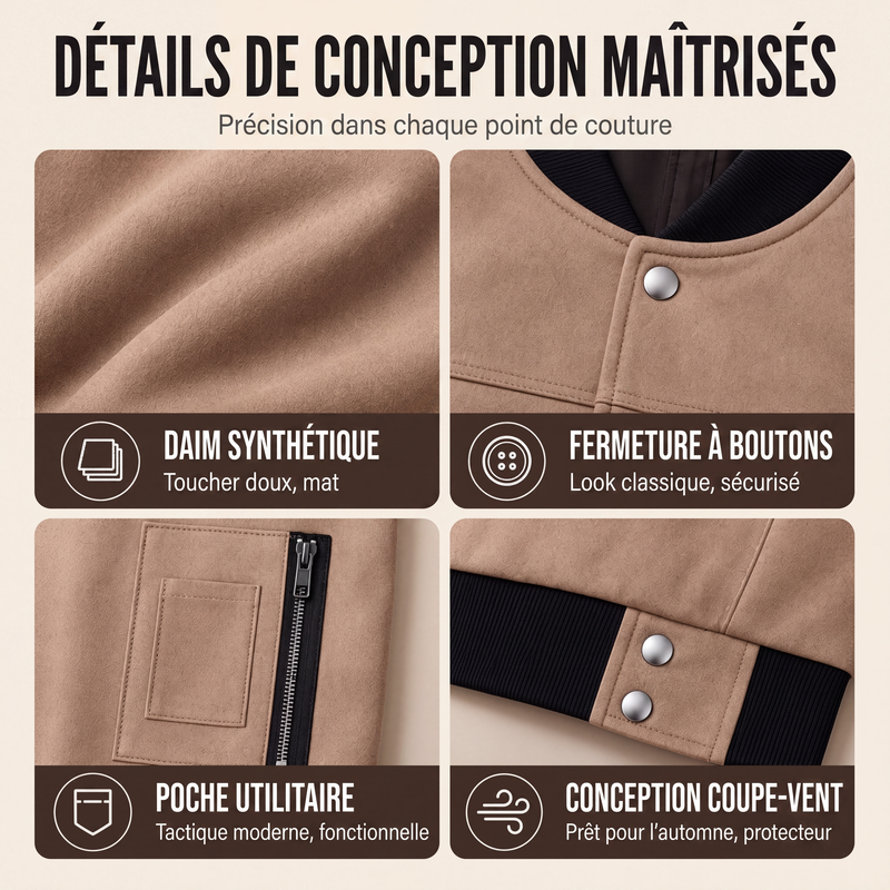 Blouson aviateur homme en faux daim