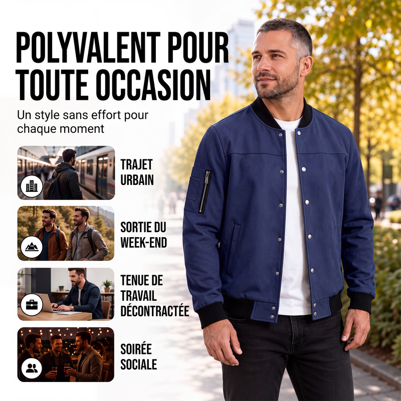 Blouson aviateur homme en faux daim
