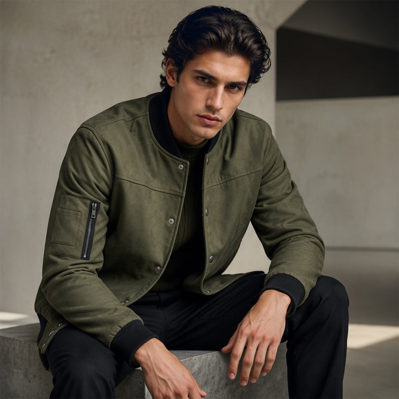 Blouson aviateur homme en faux daim
