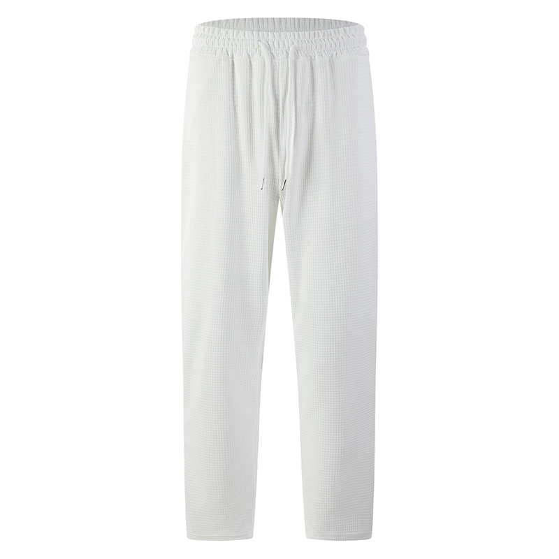Pantalon décontracté pour homme en maille gaufrée avec cordon de serrage