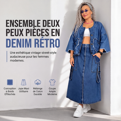 🌙 OFFRE LIMITÉE -50% ! 💕 Robe longue en jean amincissante