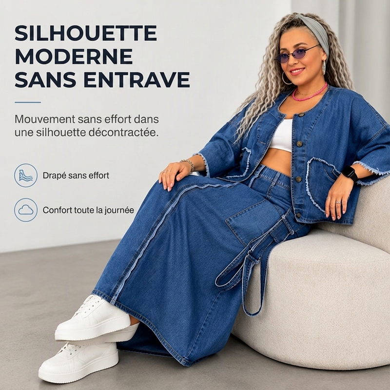🌙 OFFRE LIMITÉE -50% ! 💕 Robe longue en jean amincissante