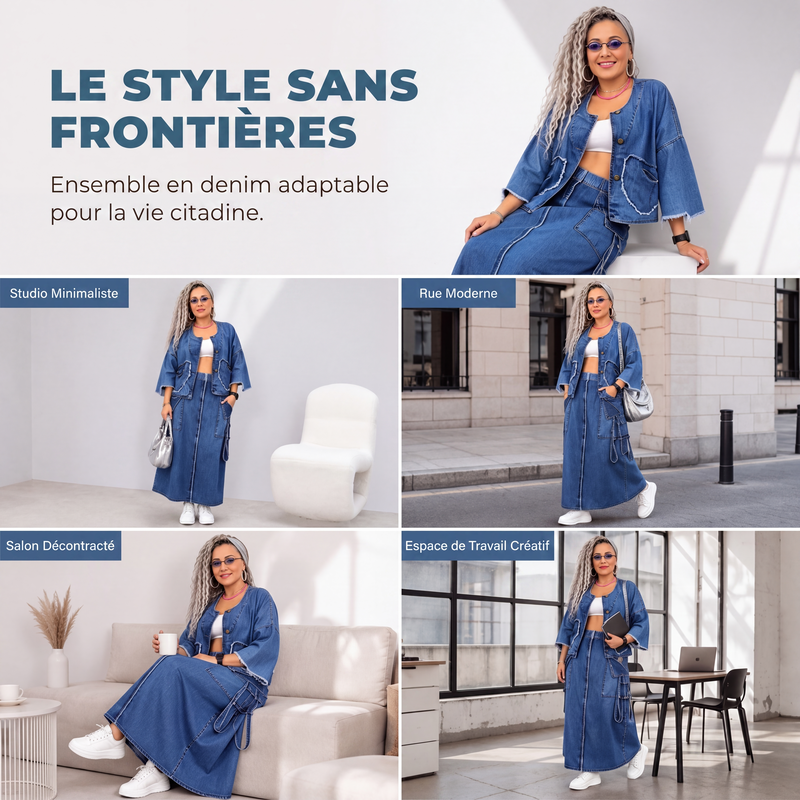🌙 OFFRE LIMITÉE -50% ! 💕 Robe longue en jean amincissante