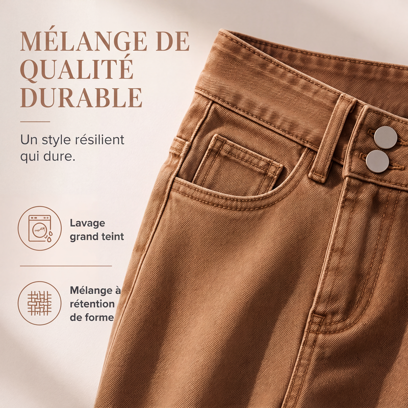 Jeans décontractés taille haute jambe large pour femme