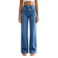 Jeans décontractés taille haute jambe large pour femme