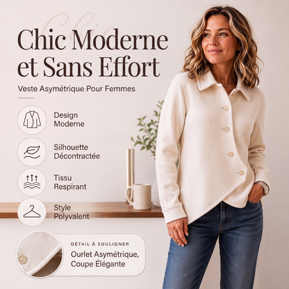 🌙 OFFRE LIMITÉE -50% ! 💕 Veste boutonnée diagonale irrégulière pour femme