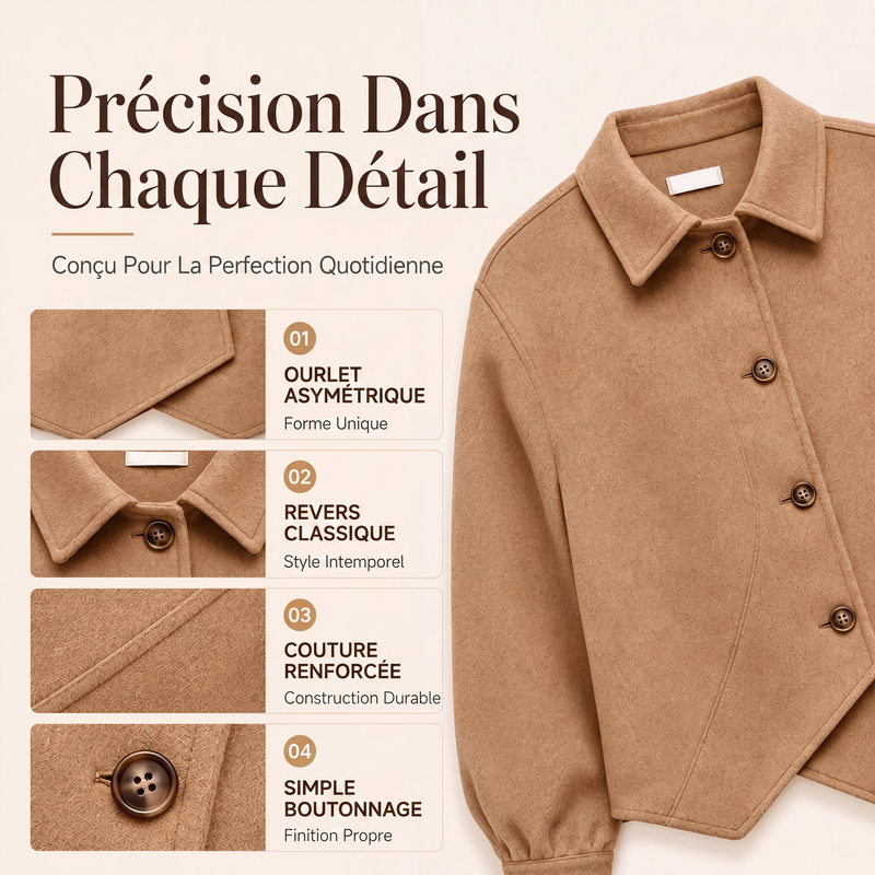 🌙 OFFRE LIMITÉE -50% ! 💕 Veste boutonnée diagonale irrégulière pour femme