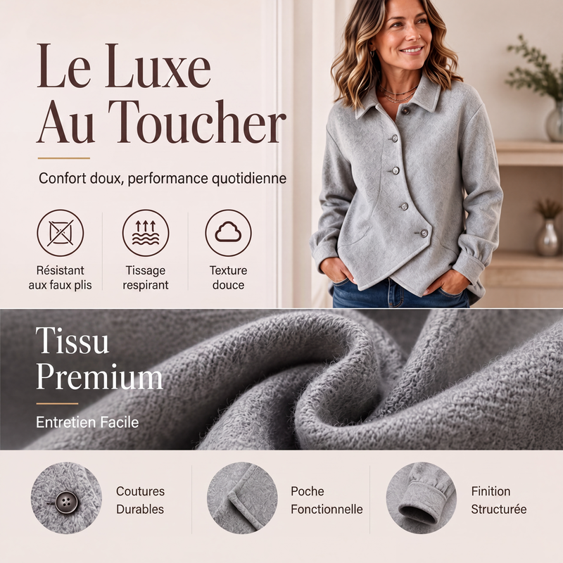 🌙 OFFRE LIMITÉE -50% ! 💕 Veste boutonnée diagonale irrégulière pour femme