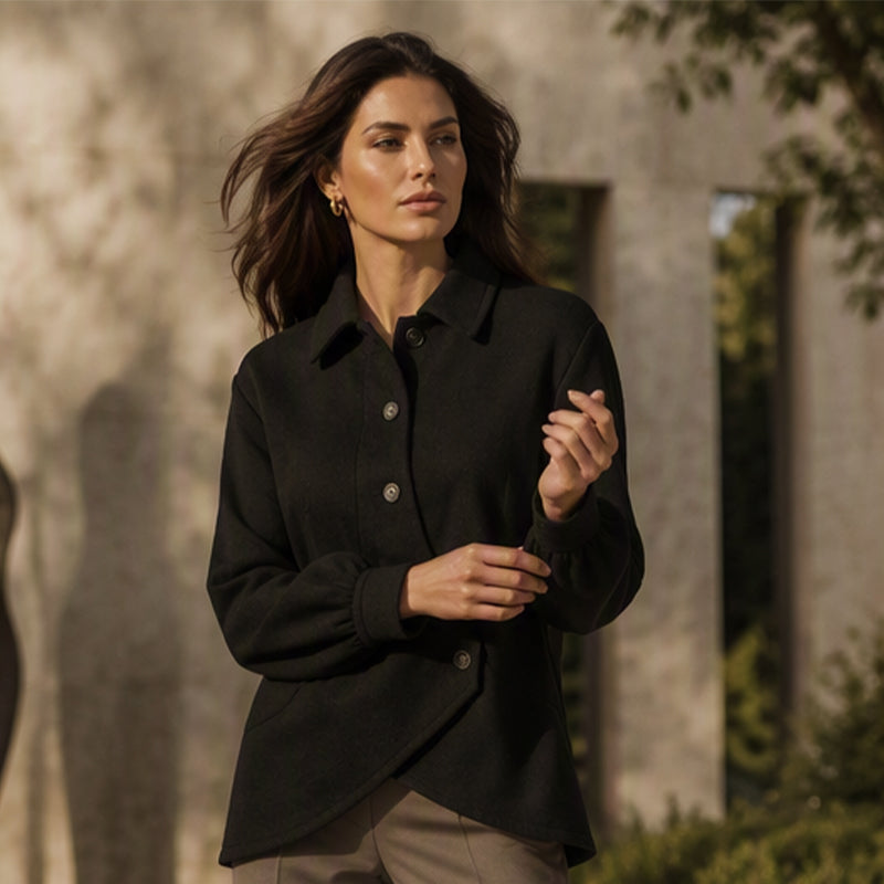 🌙 OFFRE LIMITÉE -50% ! 💕 Veste boutonnée diagonale irrégulière pour femme