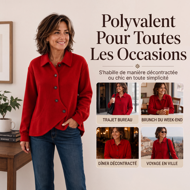 🌙 OFFRE LIMITÉE -50% ! 💕 Veste boutonnée diagonale irrégulière pour femme