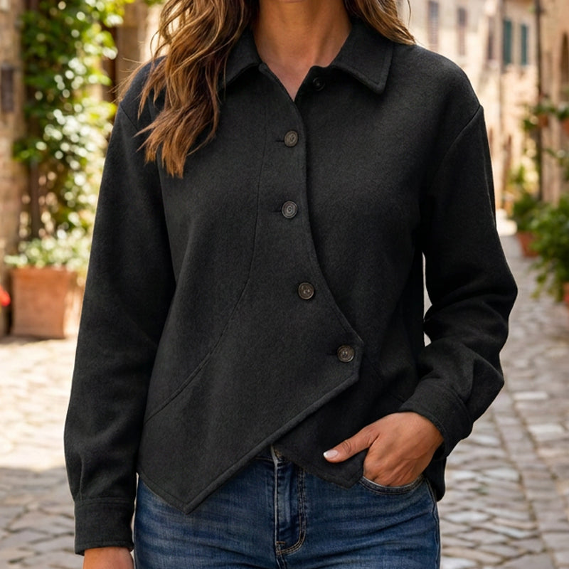 🌙 OFFRE LIMITÉE -50% ! 💕 Veste boutonnée diagonale irrégulière pour femme