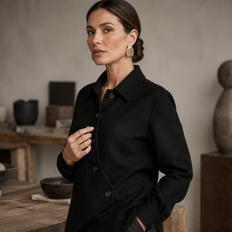 🌙 OFFRE LIMITÉE -50% ! 💕 Veste boutonnée diagonale irrégulière pour femme