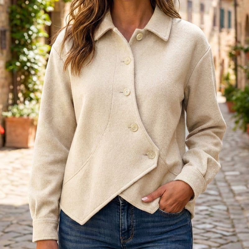 🌙 OFFRE LIMITÉE -50% ! 💕 Veste boutonnée diagonale irrégulière pour femme