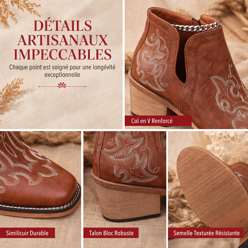 Bottines Martin à talon bloc et coupe V rétro pour femmes, grande taille, unies ou à imprimé floral, pour l'automne et l'hiver