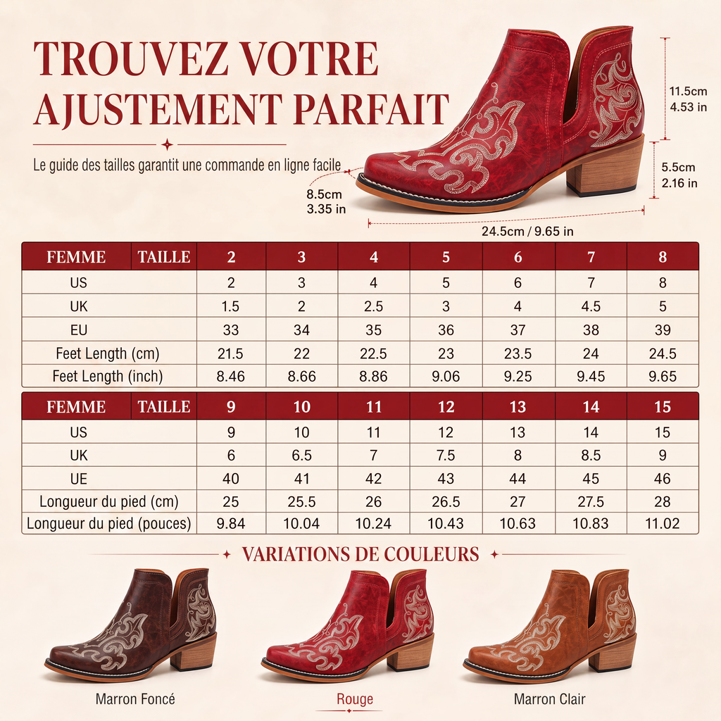 Bottines Martin à talon bloc et coupe V rétro pour femmes, grande taille, unies ou à imprimé floral, pour l'automne et l'hiver