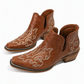 Bottines Martin à talon bloc et coupe V rétro pour femmes, grande taille, unies ou à imprimé floral, pour l'automne et l'hiver