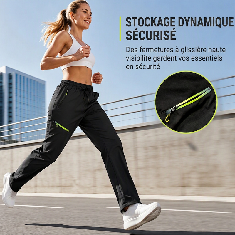 Pantalons de sport décontractés pour femme avec poches zippées
