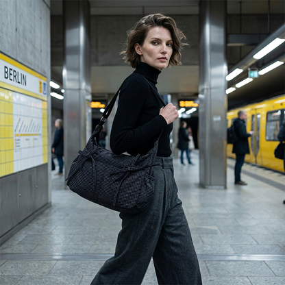 Sac à bandoulière décontracté à motif à carreaux, porté lâche