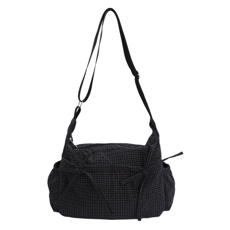 Sac à bandoulière décontracté à motif à carreaux, porté lâche