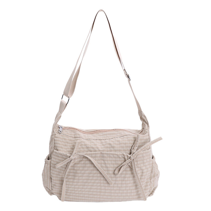 Sac à bandoulière décontracté à motif à carreaux, porté lâche