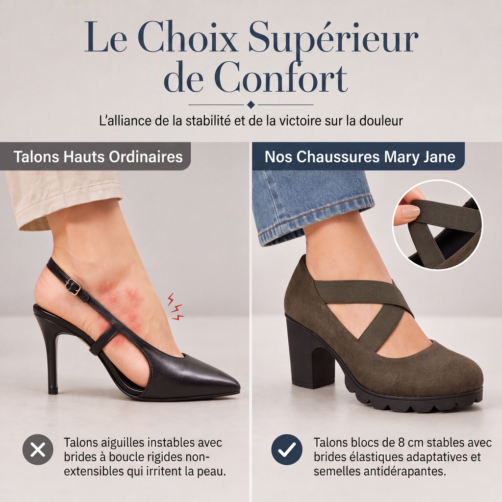 Chaussures Mary Jane à bout rond pour femmes avec brides croisées, talons épais, plateforme et découpes, talons hauts