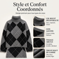 Ensemble pull en maille argyle et jupe pour femme