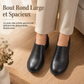 Escarpins à enfiler style britannique rétro pour femmes, talon bloc mi-haut, modèle grande taille, talon épais, chaussures basses
