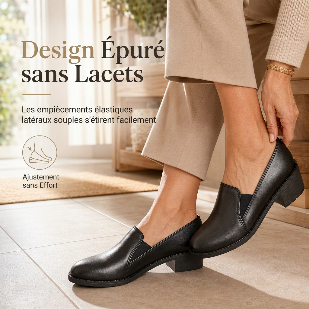 Escarpins à enfiler style britannique rétro pour femmes, talon bloc mi-haut, modèle grande taille, talon épais, chaussures basses