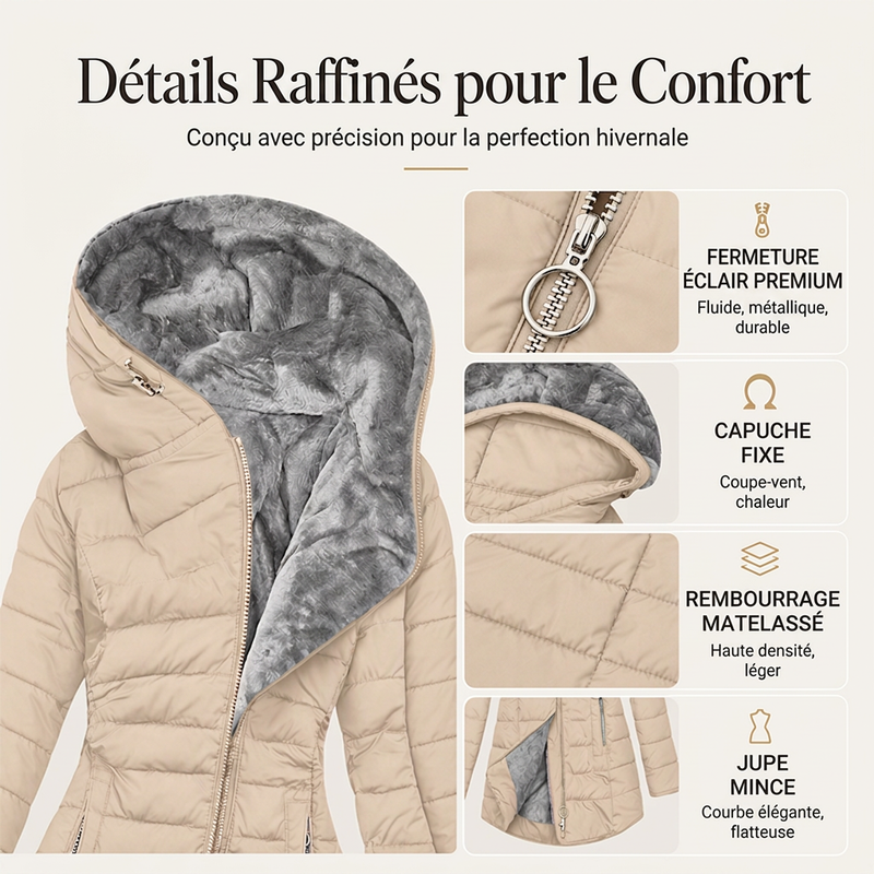 Manteau à capuche isolé pour femme, hiver