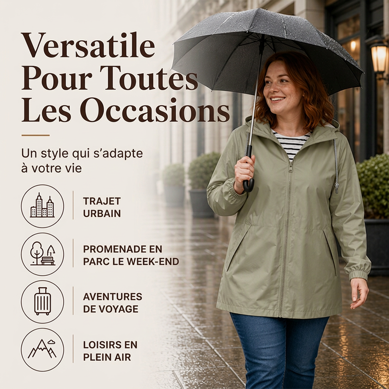 🌸 OFFRE LIMITÉE –50% ! ✨ Veste à capuche imperméable d'extérieur pour femme