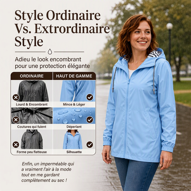 🌸 OFFRE LIMITÉE –50% ! ✨ Veste à capuche imperméable d'extérieur pour femme