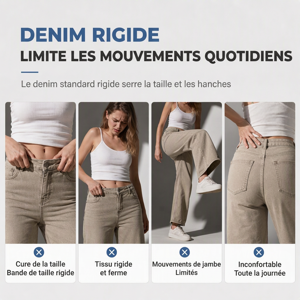 Jeans en denim décontractés coupe large jambe pour femmes